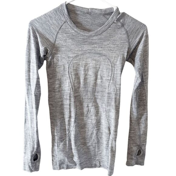 LULULEMON ATHLETICA Swiftly Tech Long Sleeve Crew In Heathered Slate Size 2 - Picture 4 of 6